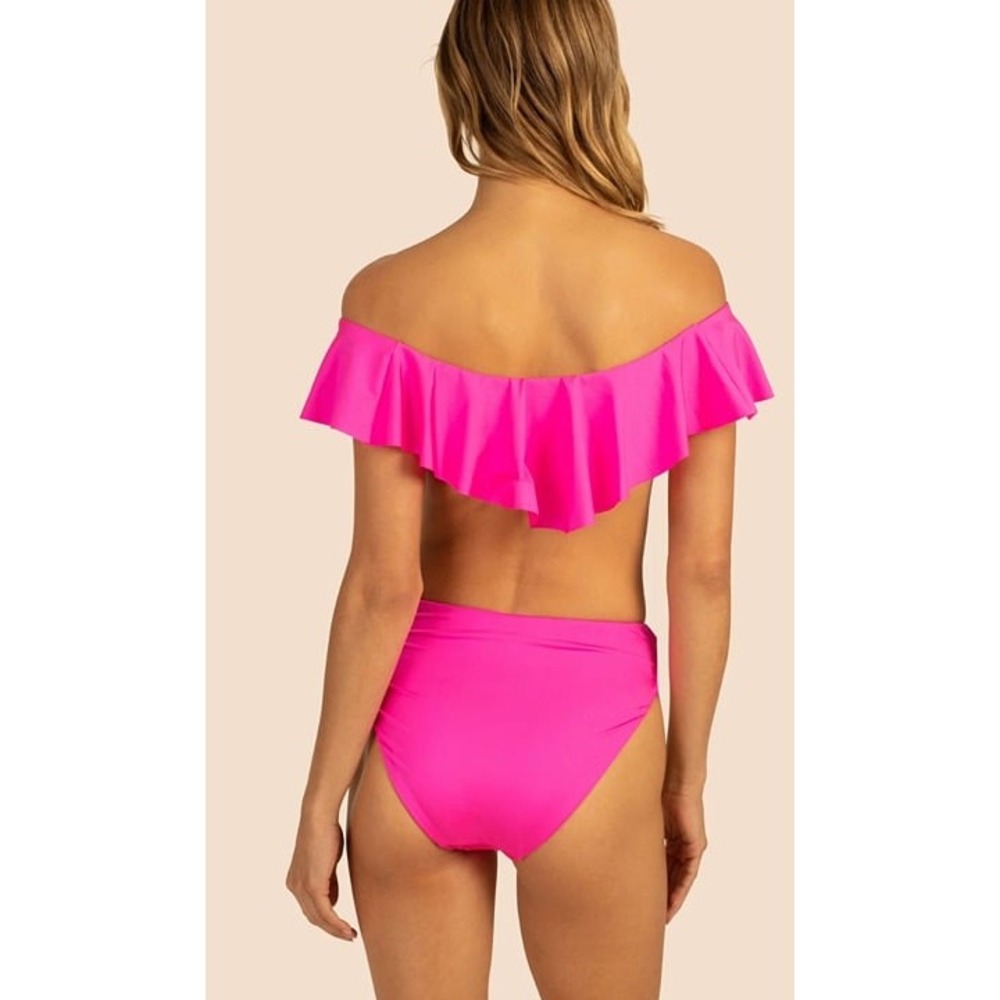 Trina Turk Hot Pink Flounce Off The Shoulder Bikini Set 6 - Picture 2 of 7